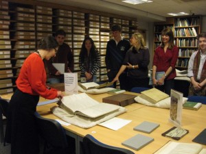 Students in research room