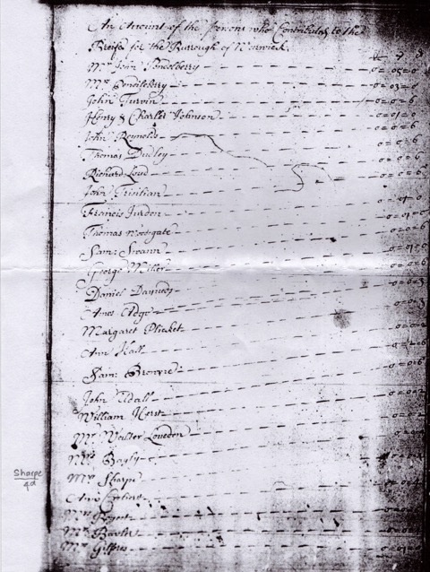 The 4d contribution by Mr. Sharpe can be seen in the ledger fifth from bottom.